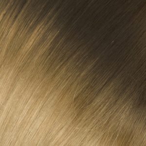 vlasy clip-in T1B18 Ombre tmavo hnedá a medený blond