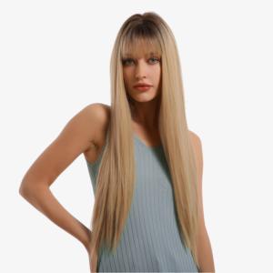 Parochňa zo syntetických vlasov rovná stredne blond LC288
