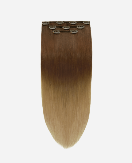 CLIP IN -53 CM, 60G ĽUDSKÉ VLASY #T6/18 Ombre jasno hnedé a šampanská blond
